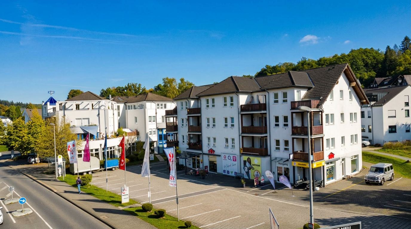 TWT Digital Wenden – Luftaufnahme der Außenansicht des Shops in der Koblenzer Straße 75 (Handyklinik, Mobilfunk, Telekommunikation)